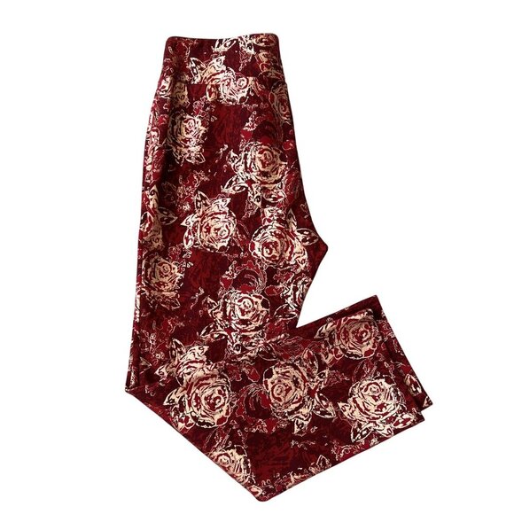 Soft Surroundings New XL Red Gold Floral Perfect Ponte Straight Leg Serrano Pant - Picture 6 of 12